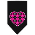 Unconditional Love Argyle Heart Pink Screen Print Bandana Black Large UN847738